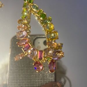 Swarovski Gold-Tone Multicolor Crystal Necklace — Pink, Purple, Green, Yellow